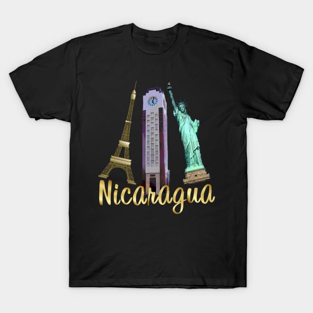 Nicaragua T-Shirt France Statue of Liberty Diriamba el Reloj T-Shirt by hispanicworld